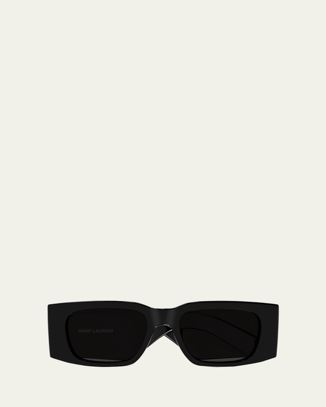Micro-Logo Acetate Rectangle Sunglasses